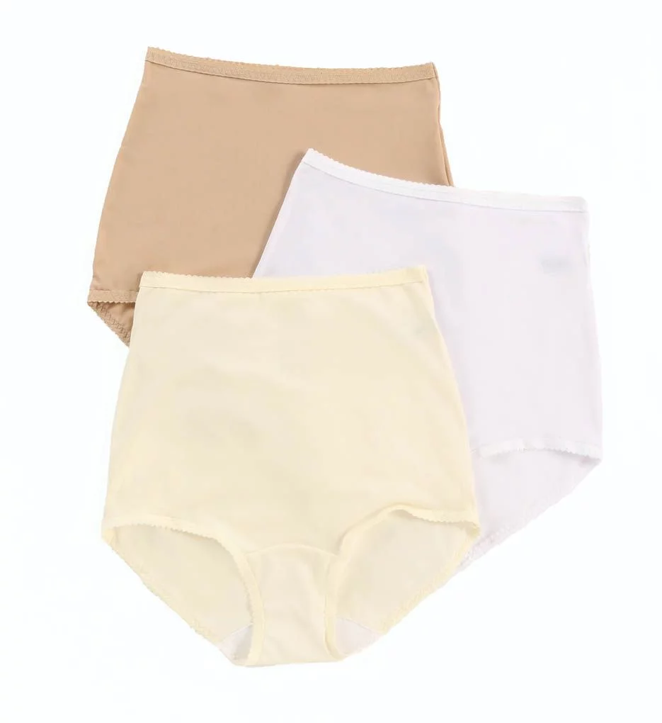Women's Shadowline 17005pk Spandex Classics Brief Panty - 3 Pack (Nude/Ivory/White L)