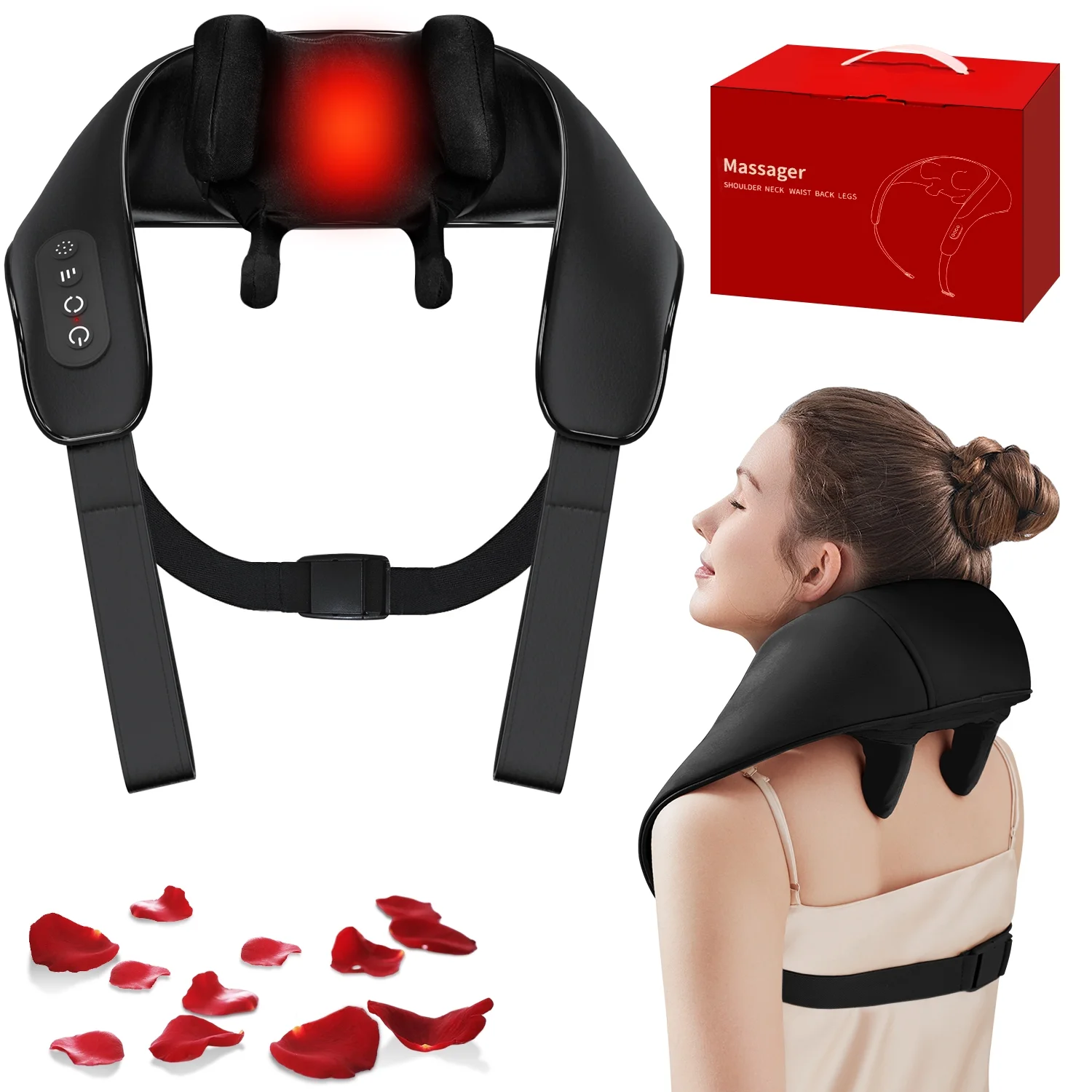 Ikristin Neck Massager with Heat, Cordless Shoulder Massager, 4D Deep Kneading Shiatsu Shoulder and Neck Massage, Gift for Women, Men