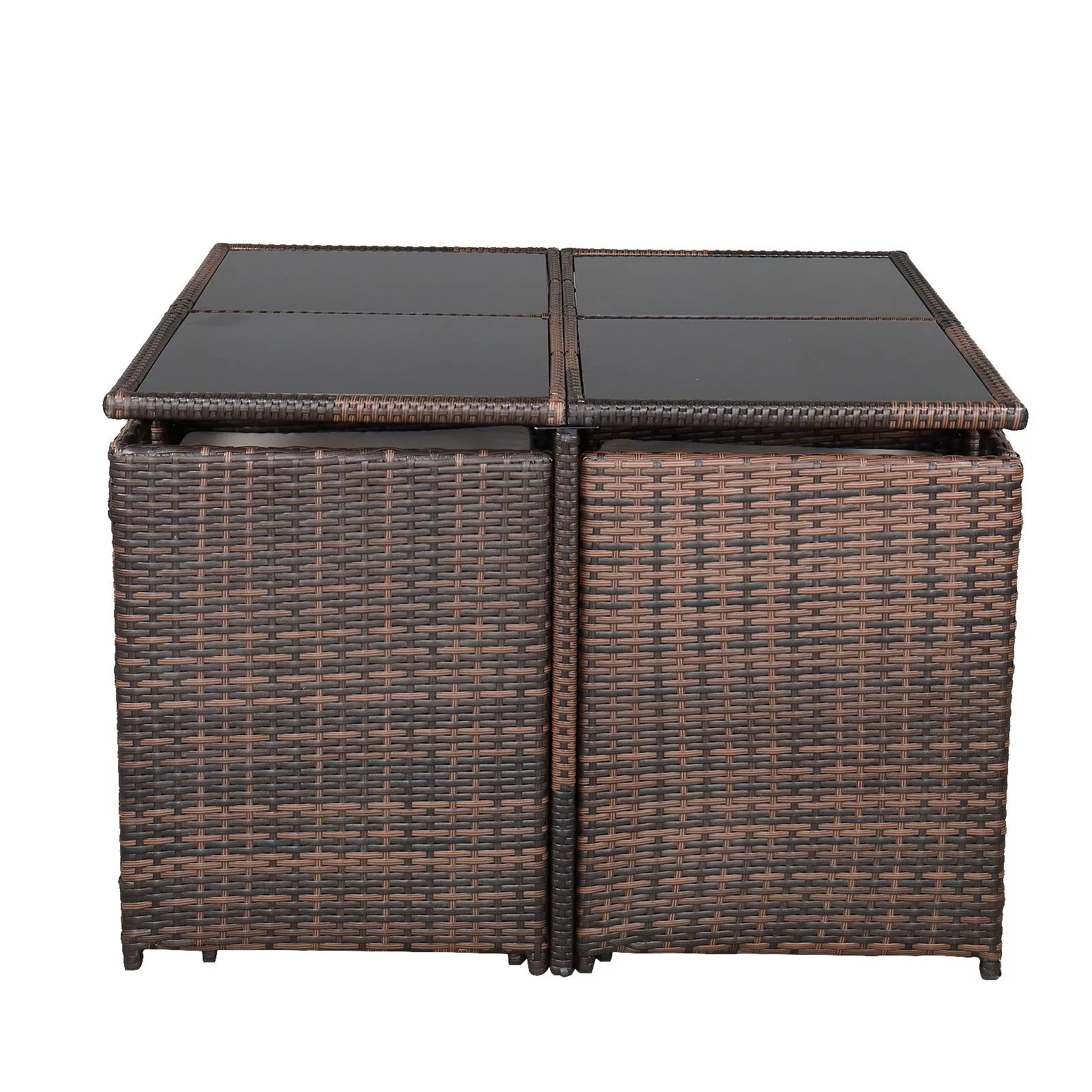 Ktaxon 9PCS Wicker Rattan Set Table Sofa Lounge Couch Set Brown