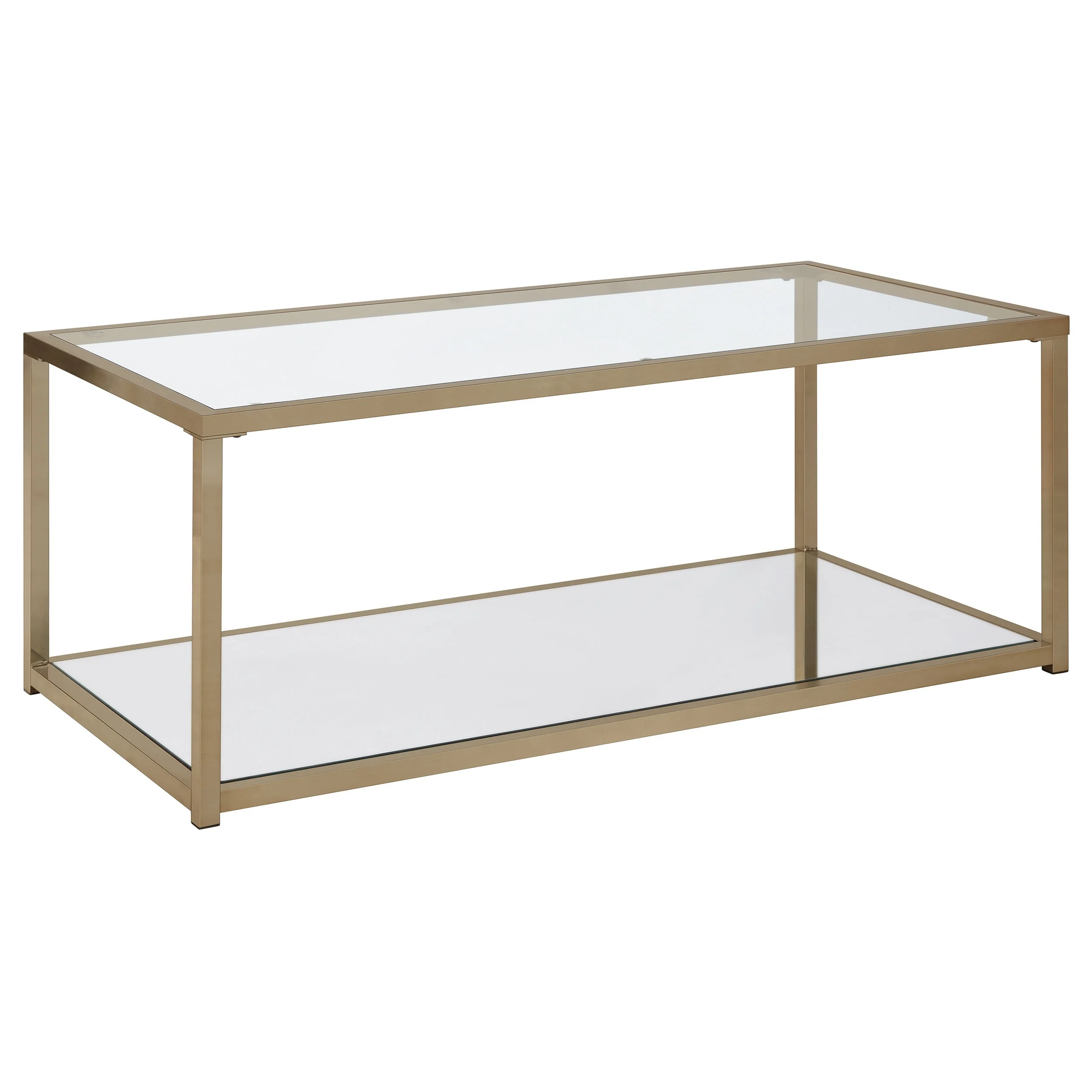 Coaster Cora Chocolate Chrome Coffee Table with Mirror Shelf