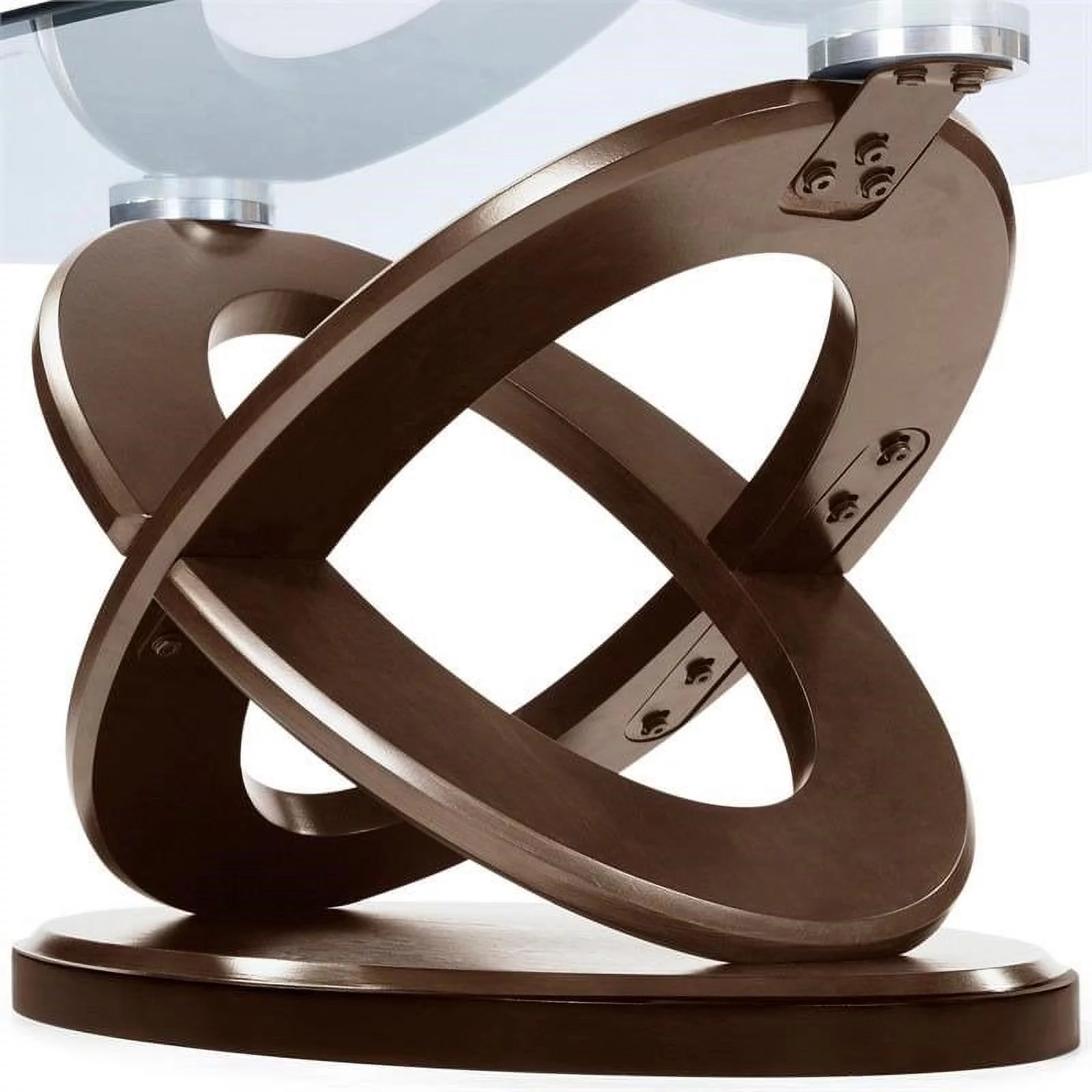 Bowery Hill Contemporary Glass Top End Table in Dark Walnut Brown