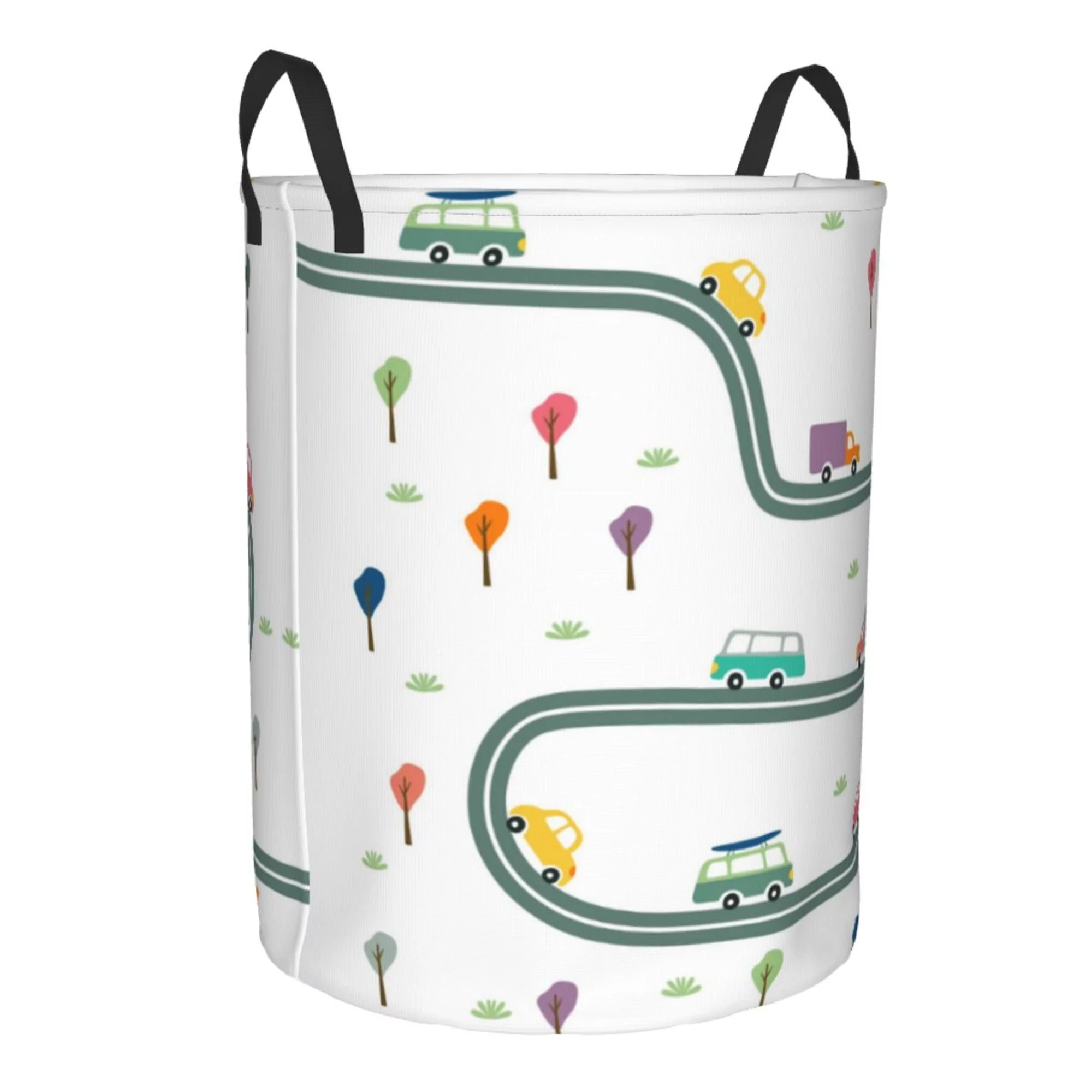 ZICANCN Cars Road Street Laundry Basket Organizer - Dirty Clothes Hamper for Bathroom Kids Girls Boys Laundry Hamper Medium