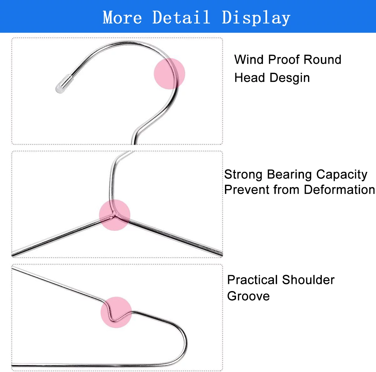 MISSLO Heavy Duty Metal Stainless Steel Clothes Hangers for Clothing 20 Pack Wire Hangers with Non Slip Grooves, Ultra Thin Coat Hangers Space Saving 16.9 Inch