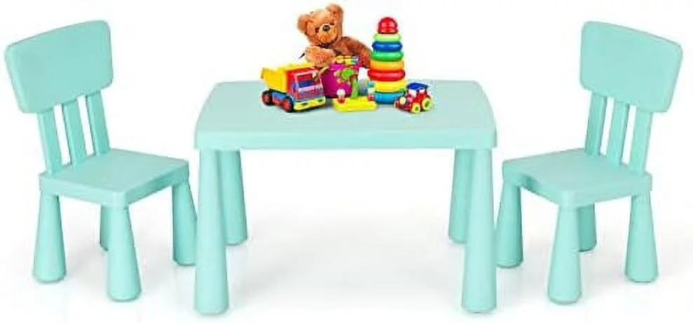 SJOINMB Table and Chair Set  Plastic Children Activity Table and 2 Chairs for Art Craft  Easy-Clean Tabletop  3-Piece Toddler  Set for Daycare Playroom  Gift for Boys Girls(Pink)