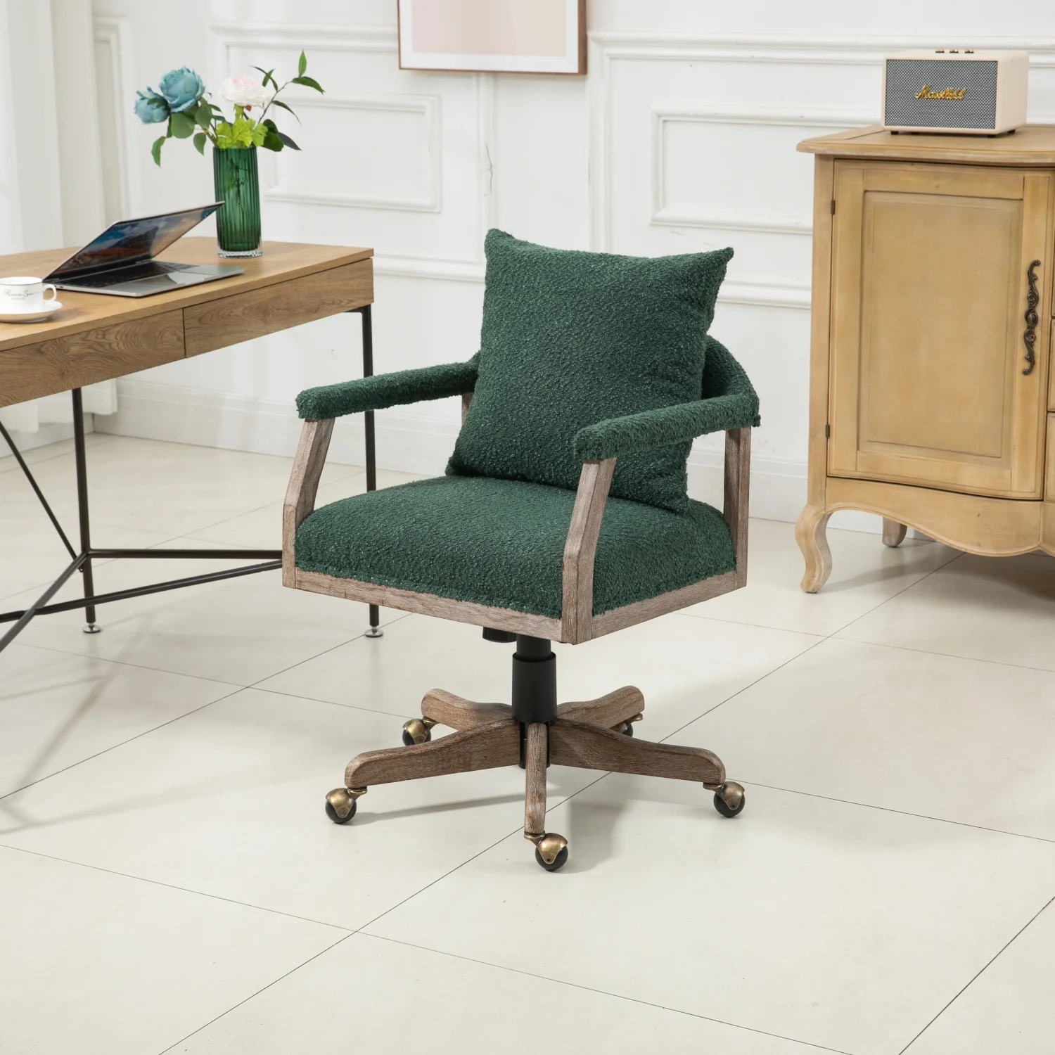 COOLMORE Computer Chair Office Chair Adjustable Swivel Chair Fabric Seat Home Study Chair