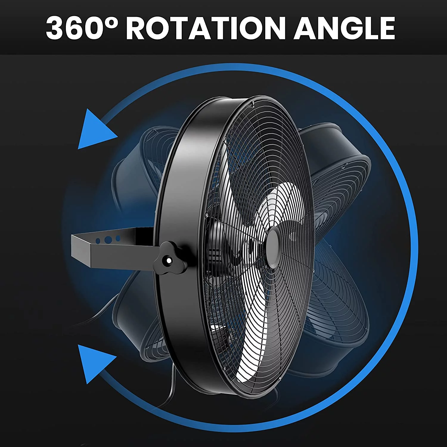 Simple Deluxe 18 inch High Velocity Wall Mount Fan with Rack, 3 Speed Industrial/Commercial Metal Ventilation Fan