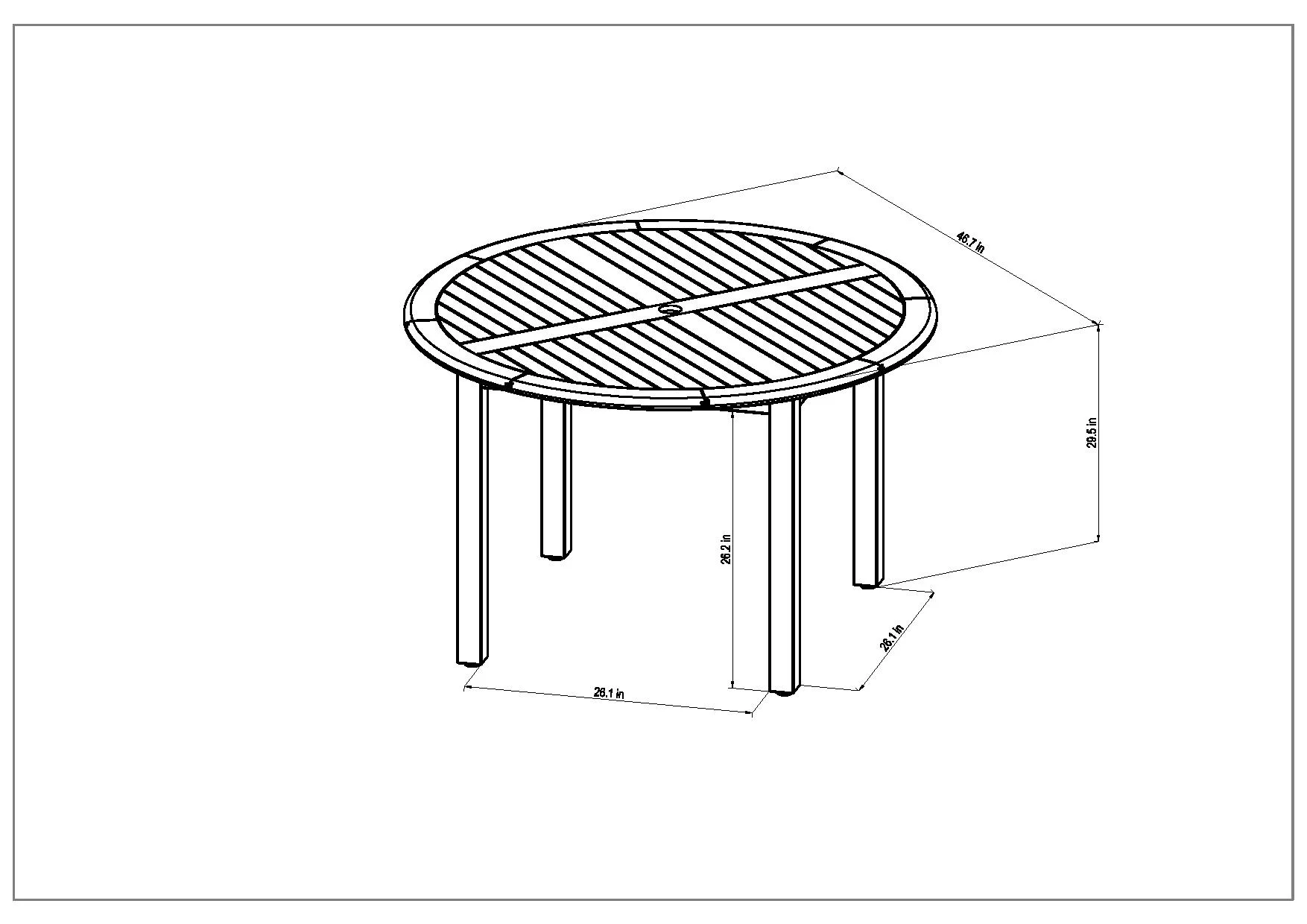 Amazonia Navilly Teak Finish 5 Pieces Round Patio Dining Set