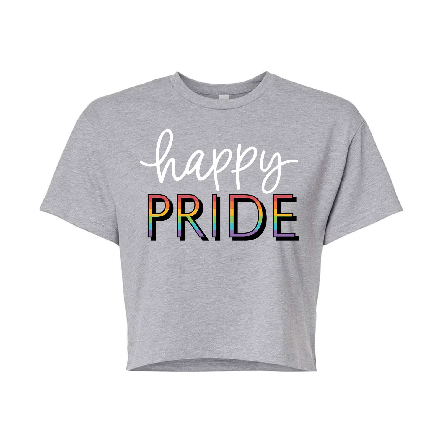 Instant Message - Happy Pride - Juniors Cropped Cotton Blend T-Shirt