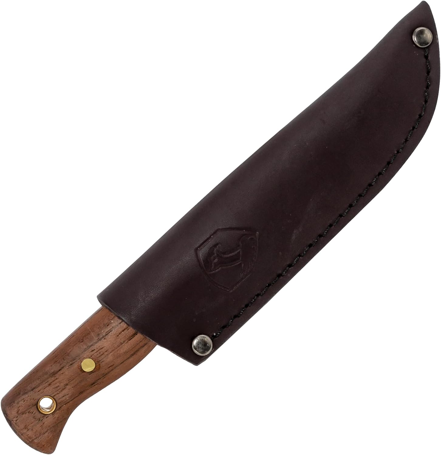 Bushlore Knife | Bushcraft Knife | High Carbon Steel | Walnut Handle | Scandi Grind | Small Fixed Blade Knives | Hand Crafted Leather Sheath | Camp Knife | 3mm Thick | 4.3in Blade | 6.1oz