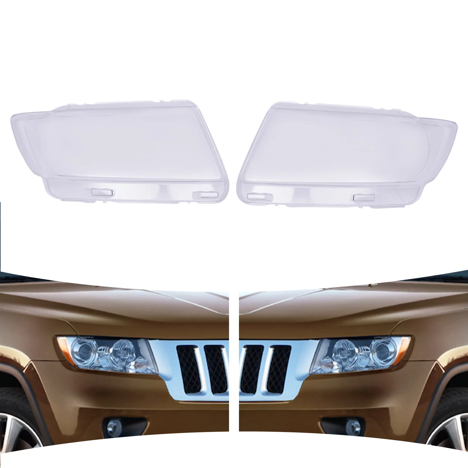 DENEST Headlamp Clear Lens Cover Headlight Assembly For 2011-2013 Jeep Grand Cherokee