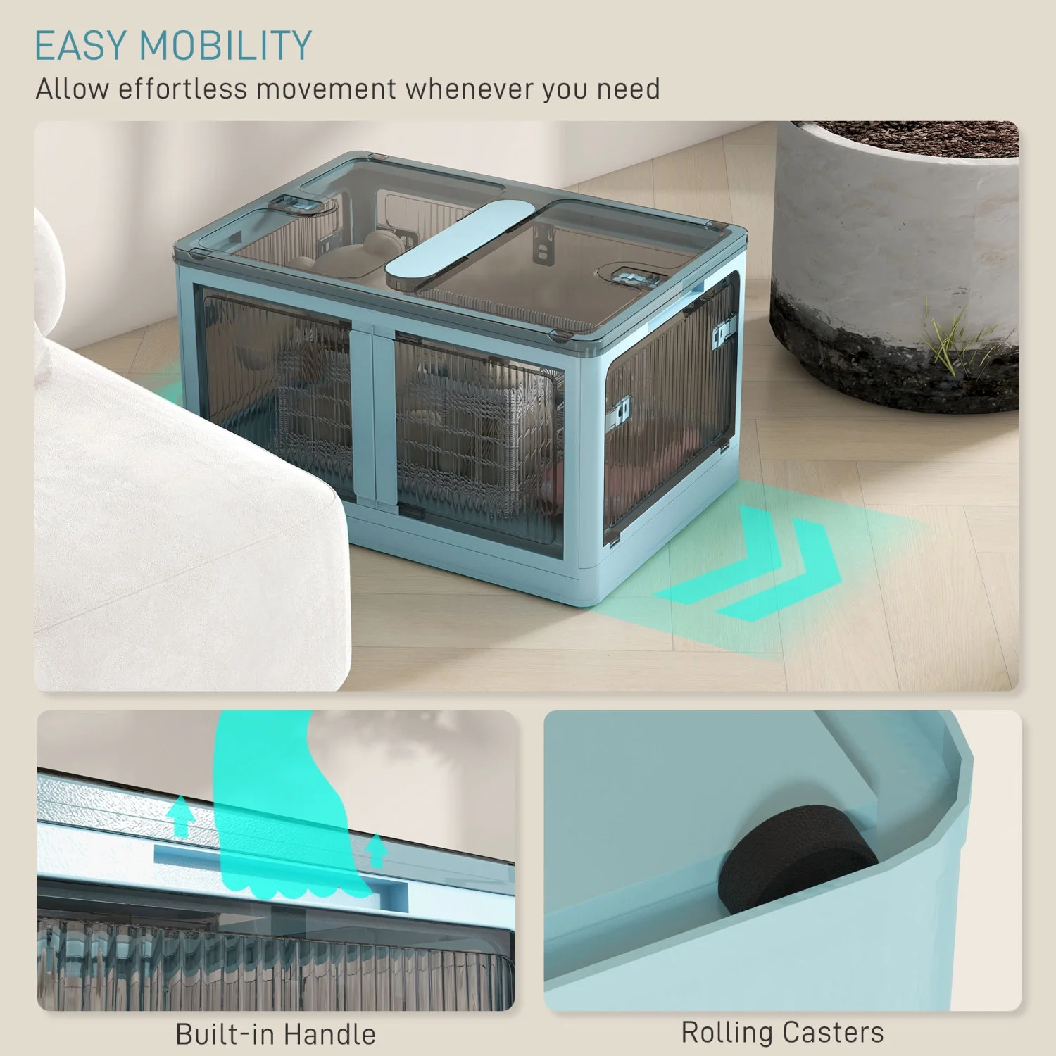 DremFaryoyo 3 Stackable  Bins w/ Lids  Wheels  Collapsible  18 gal  Blue