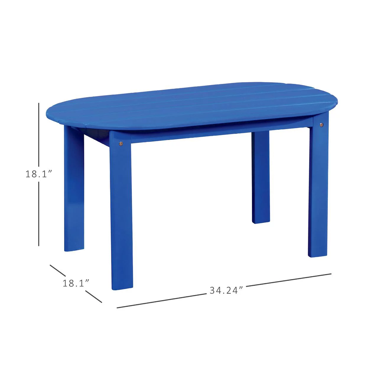 Linon Adirondack Mid-Century Oval Coffee Table, Blue