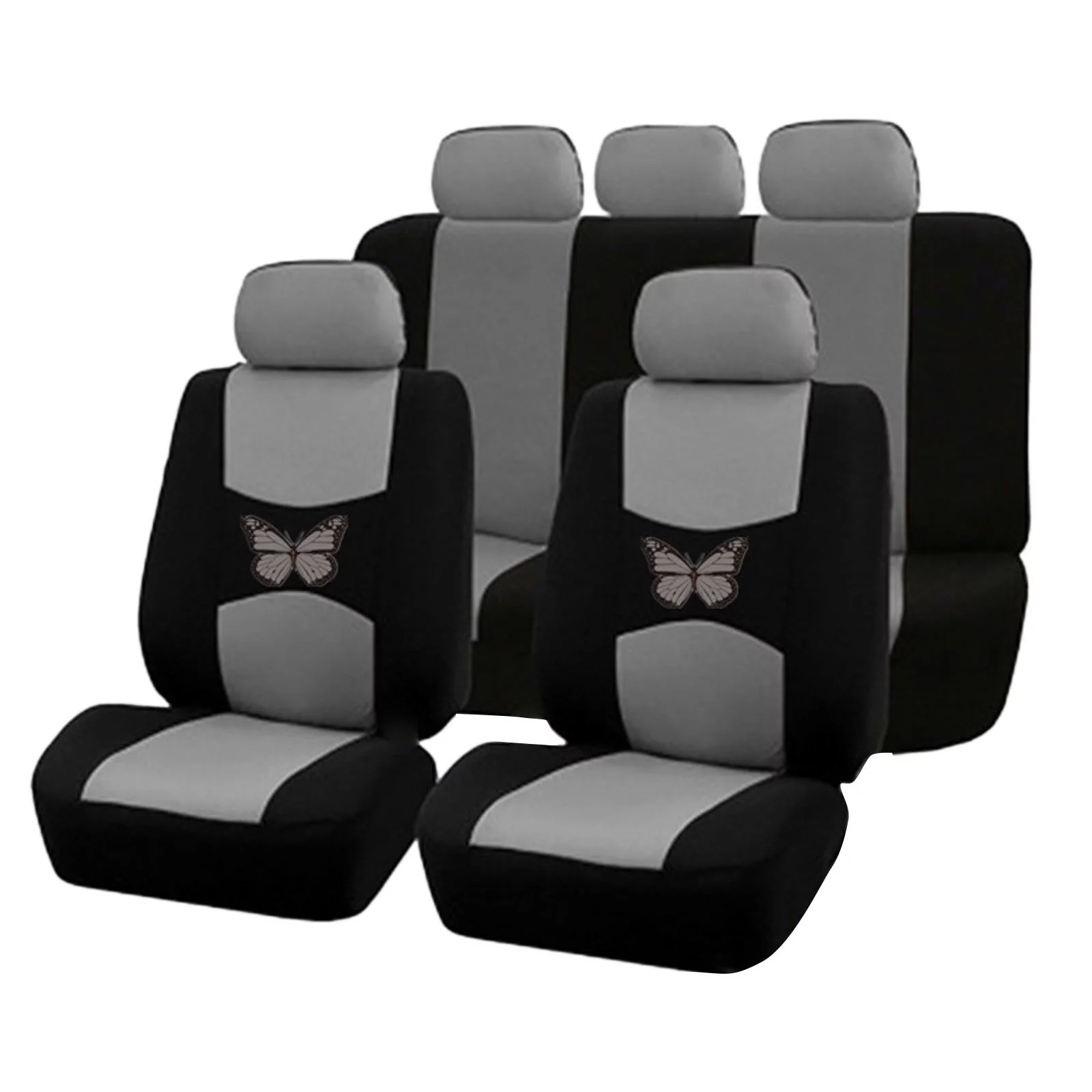 FHKOEGHS 9Pcs/ Universal Car Seat Covers Full Set Polyester Car Seat Protector Cushions Front Rear Car Seat Covers Car Accessories Four Seasons Fit for Auto Truck Van
