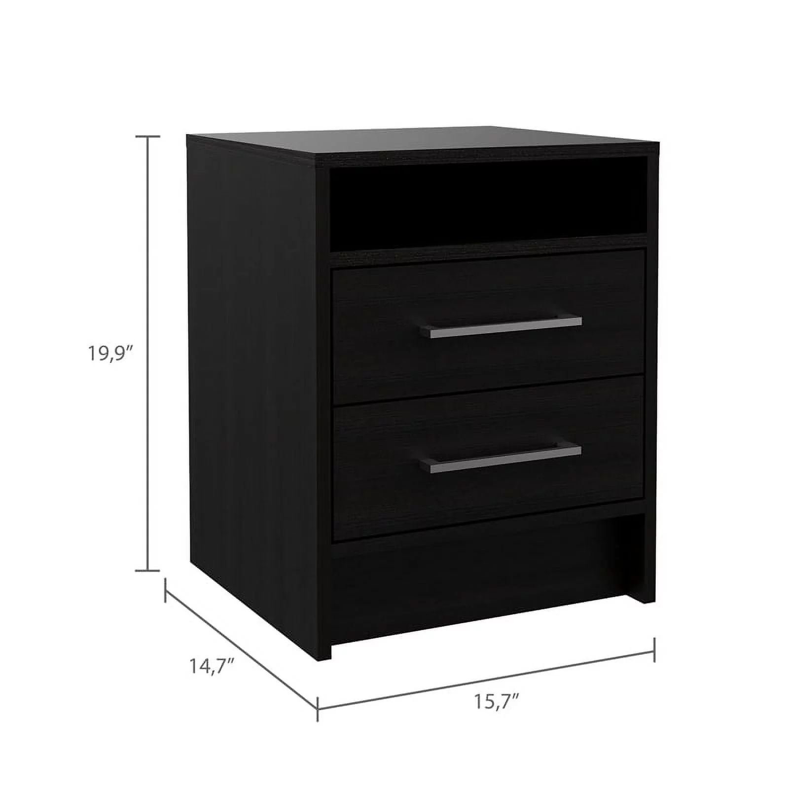 Home Square 2-Piece Set with Wood Nightstand and 4 Drawer Dresser in Black
