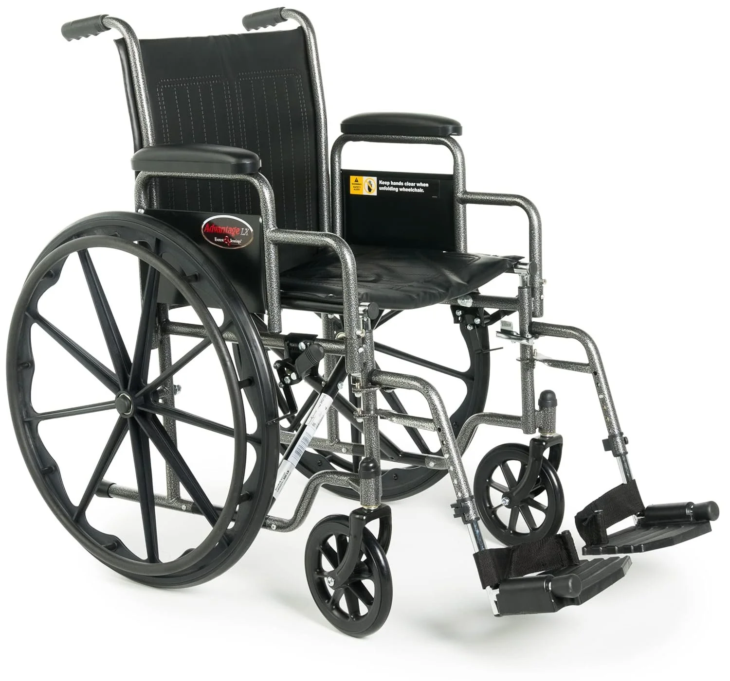 Graham-Field 3H020140 Everest & Jennings Advantage LX Wheelchair, Detachable Full Arms & Swingaway Footrests, Silvervein Color, 18