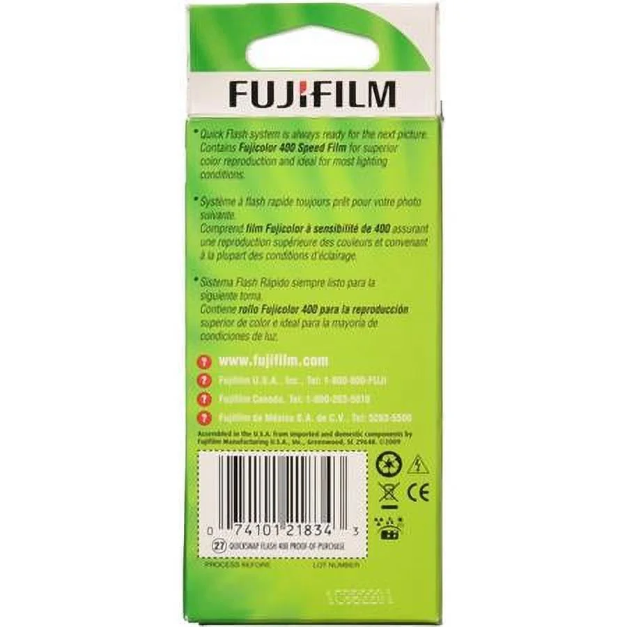FUJI FILM QuickSnap Flash 400 One Time Use 35mm Disposable Camera with Flash, 27 Exposures 6-Pack + Slinger Camera Bag