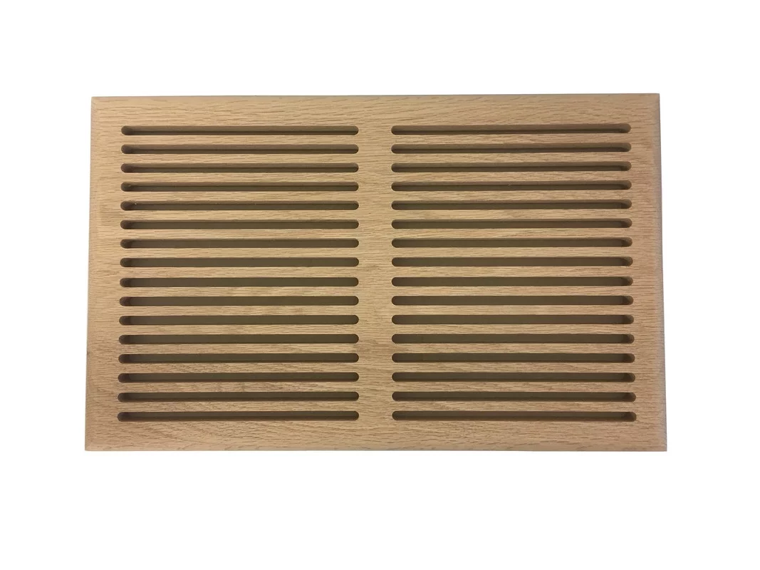 8 Inch x 14 Inch Red Oak Hardwood Vent Floor Register Surface Mount, Slotted Style, Unfinished