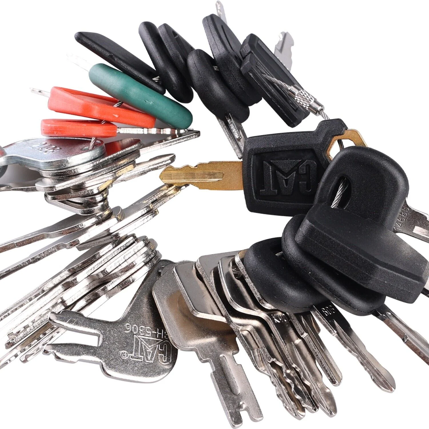 41 Heavy Equipment Keys Set Fits JD Case Cat Komatsu JCB Kubota Bobcat JLG Volvo