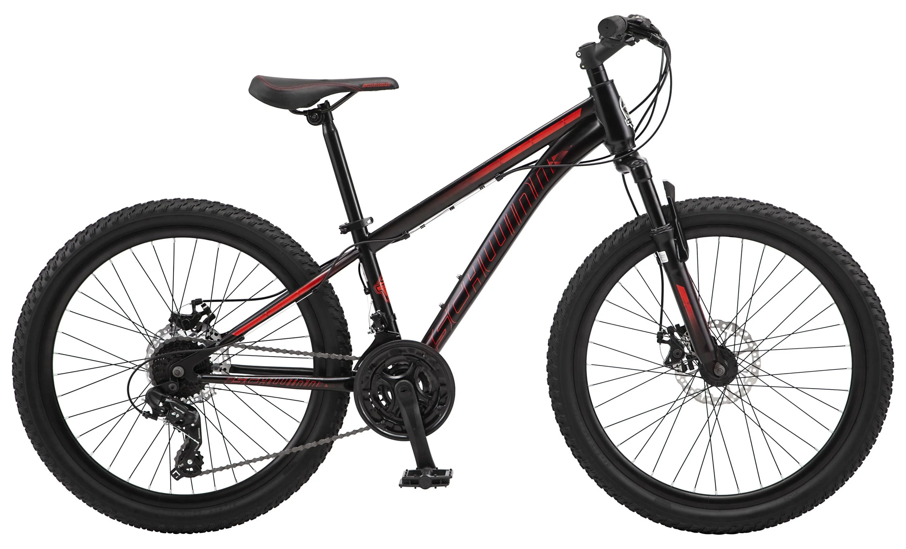 Schwinn Sidewinder Mountain Bike; 24-Inch wheels, 21-speeds, Black / Red