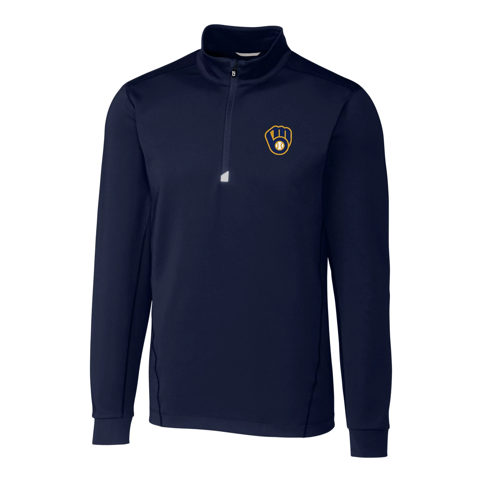 Men's Cutter & Buck  Navy Milwaukee Brewers Big & Tall Traverse Stretch Quarter-Zip Pullover Top