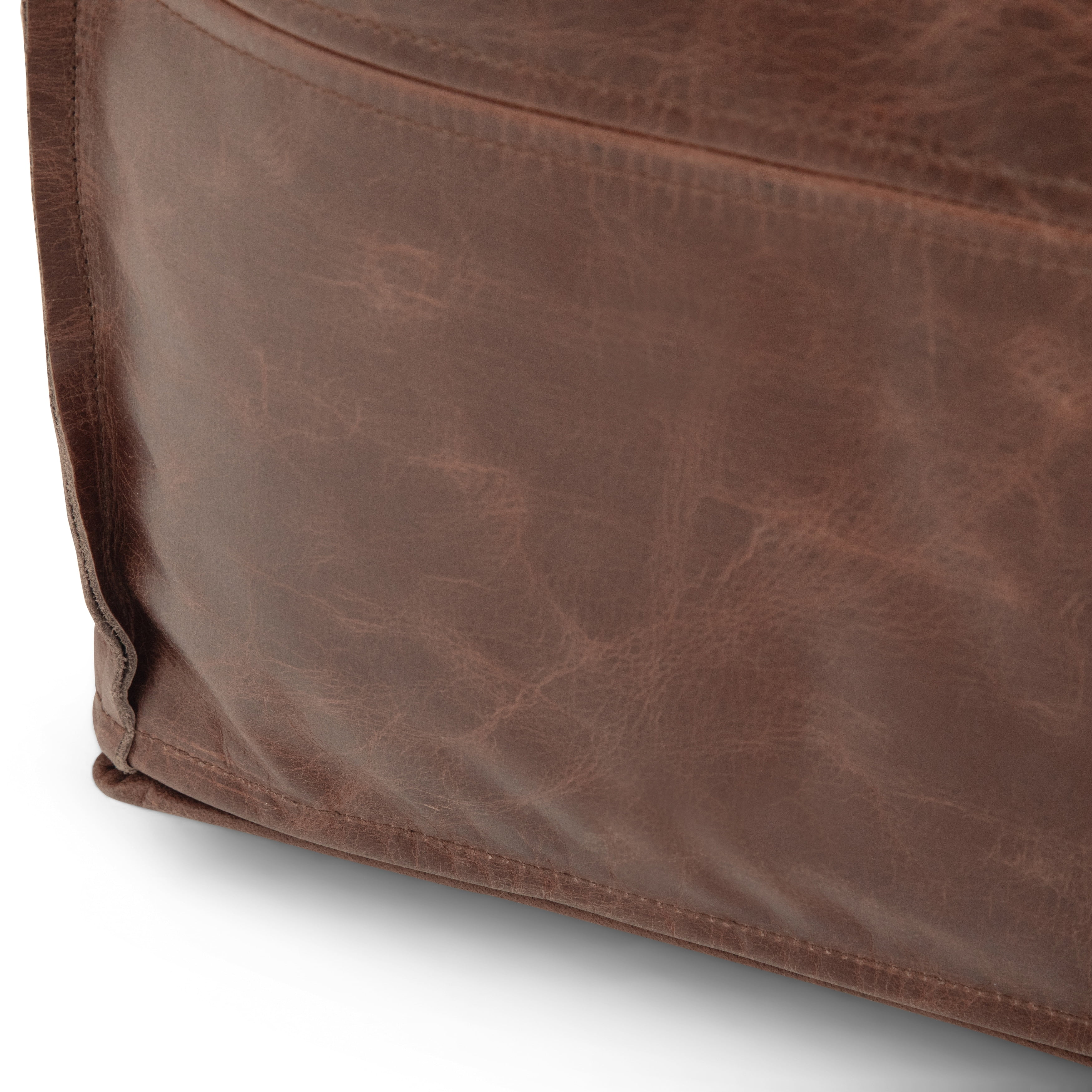 WyndenHall  Erving Boho Square Pouf in Leather Brown
