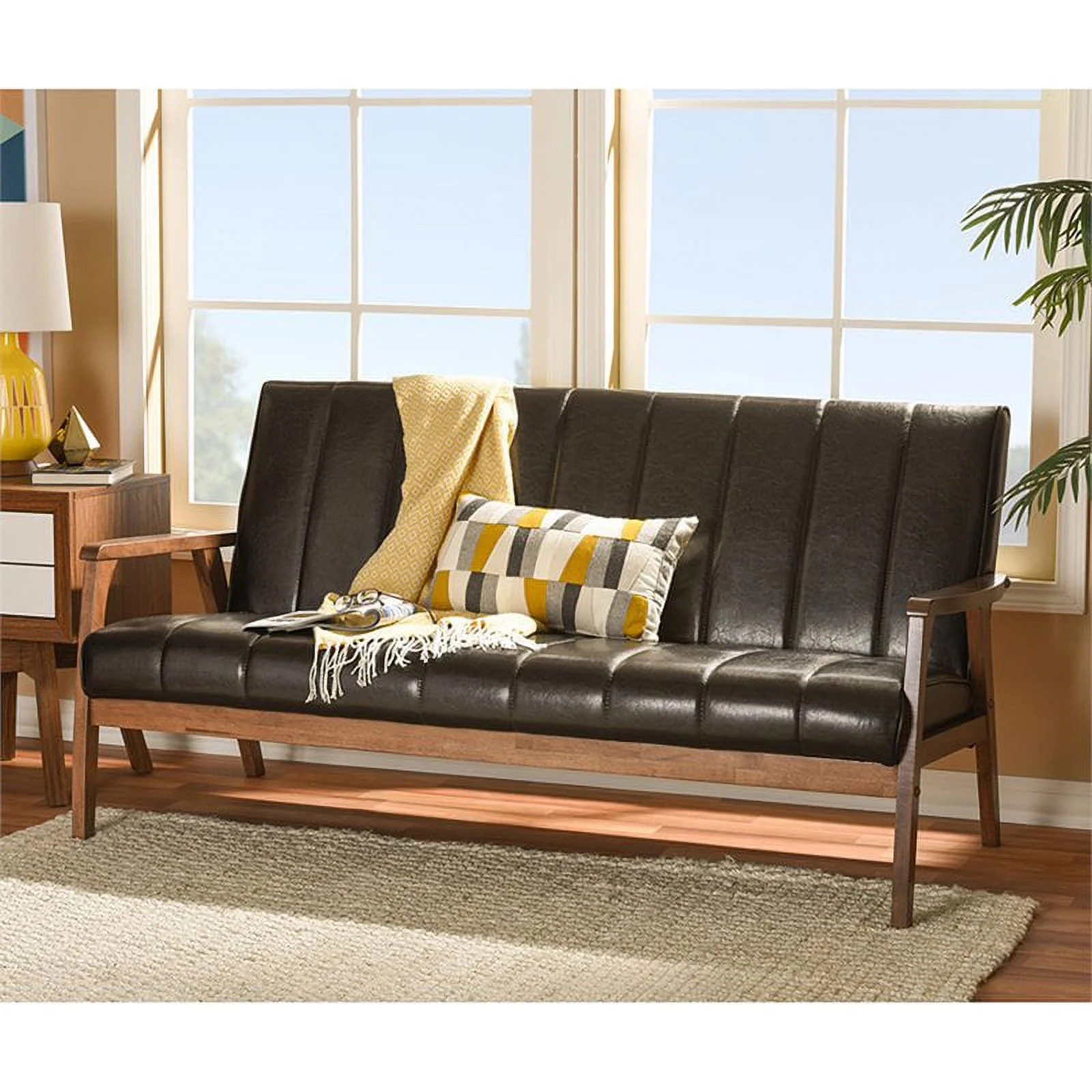 Home Square 2 Piece Living Room Set with Sofa and Loveseat in Dark Brown