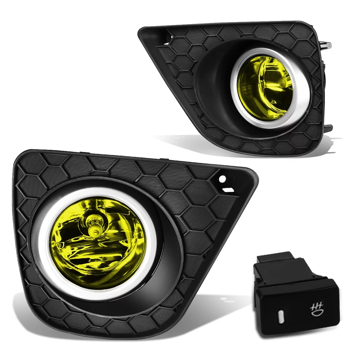 DNA Motoring FL-ZTL-193-AM For 2013 to 2015 Honda Accord Coupe Pair Front Bumper Driving Fog Light Lamp+Bezel+Switch Amber Lens 14