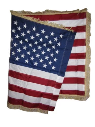 3x5 Embroidered Sewn USA American Gold Fringe Sleeve 210D Nylon Flag 3'x5'