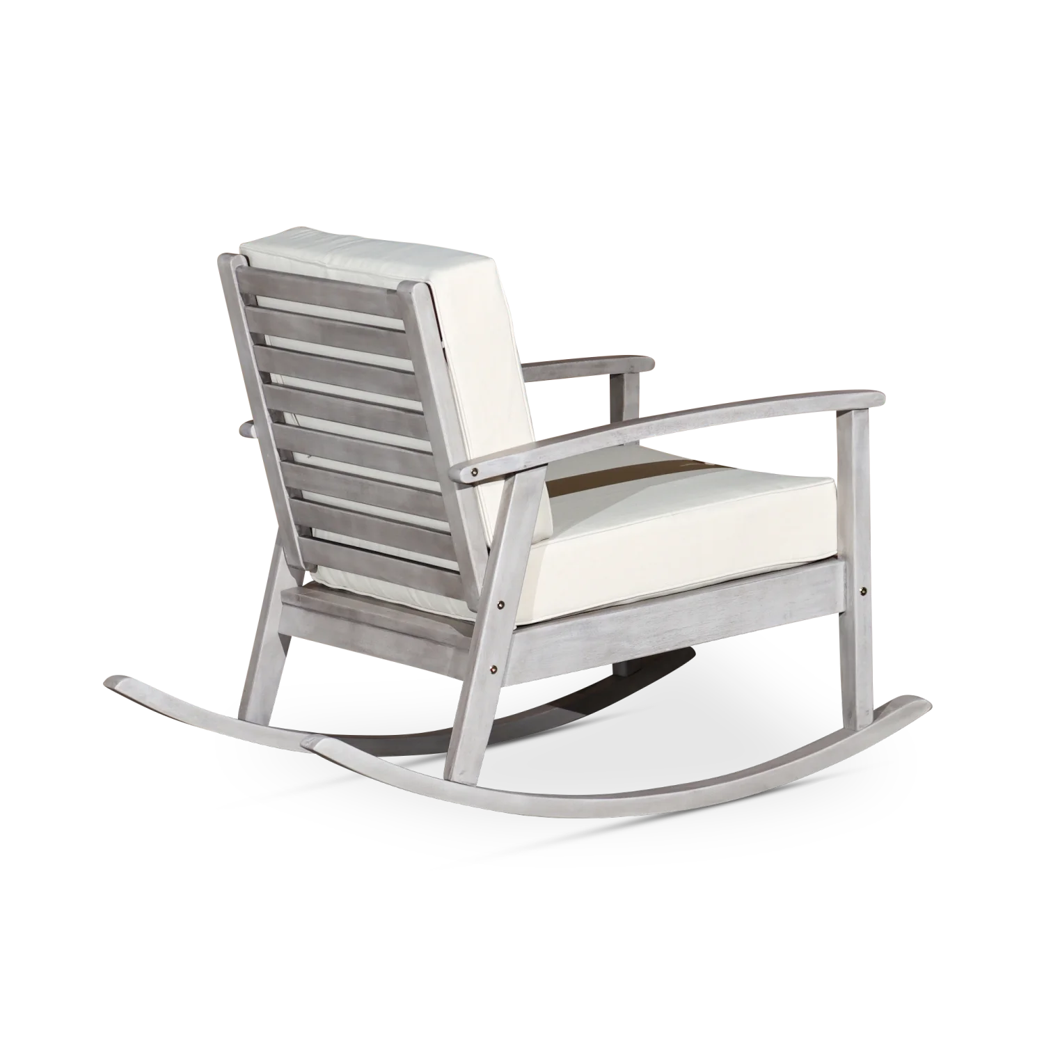 YLtoohoom Eucalyptus Rocking Chair with Cushions  Natural Oil Finish  Burgundy Cushions