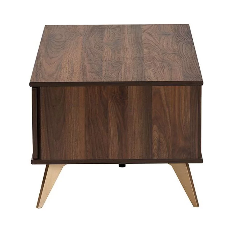 Baxton Studio Graceland Walnut Brown Finished Wood 2-Drawer Coffee Table