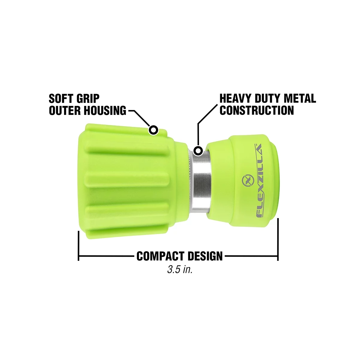 Flexzilla® Garden Hose Nozzle - Heavy Duty Twist Action, Metal Construction, ZillaGreen™