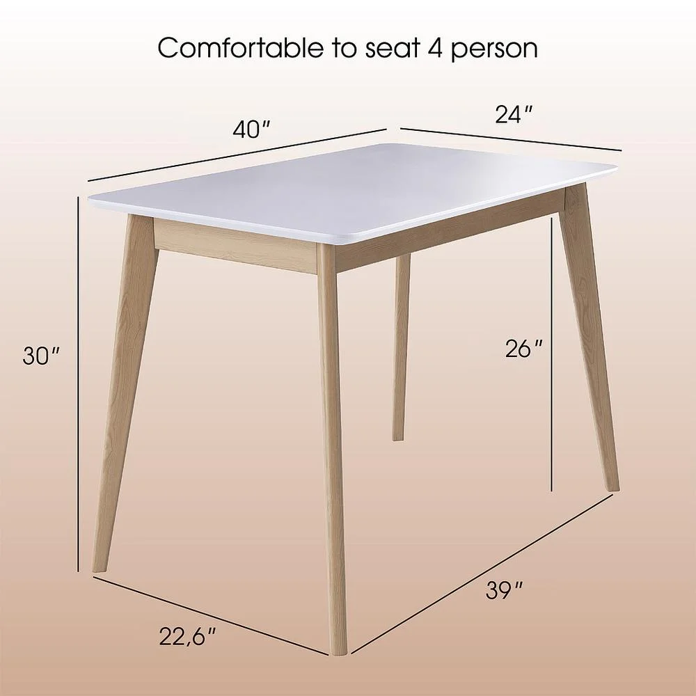 DAIVA CASA Pegasus 40x24 inch Rectangular Wooden Dining Table