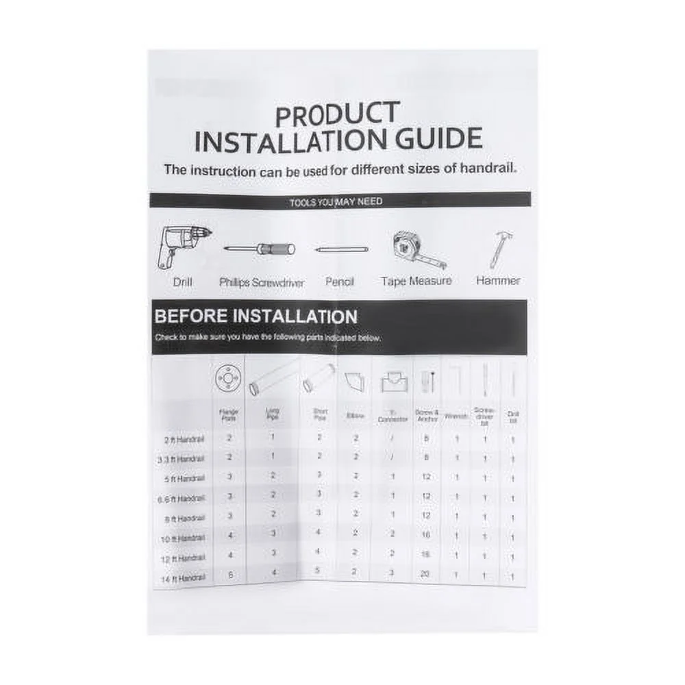 4Pcs 14FT Industrial Black Pipe Stair Handrail Staircase Handrail Wall Mount