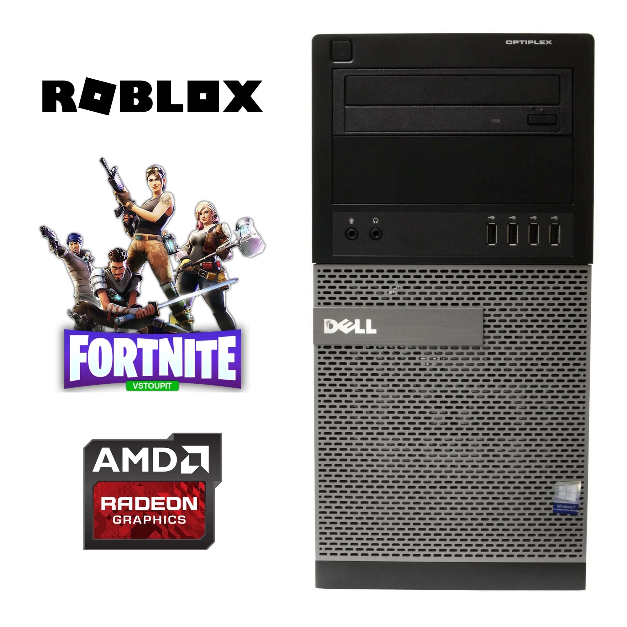 Dell OptiPlex 7010 Gaming Computer PC, Intel i5 Quad Core Gen 3, with Radeon Graphics, 8GB DDR3 RAM, 512GB SSD, WiFi, Windows 11 ((Used - Like New)) (Fortnite Ready)