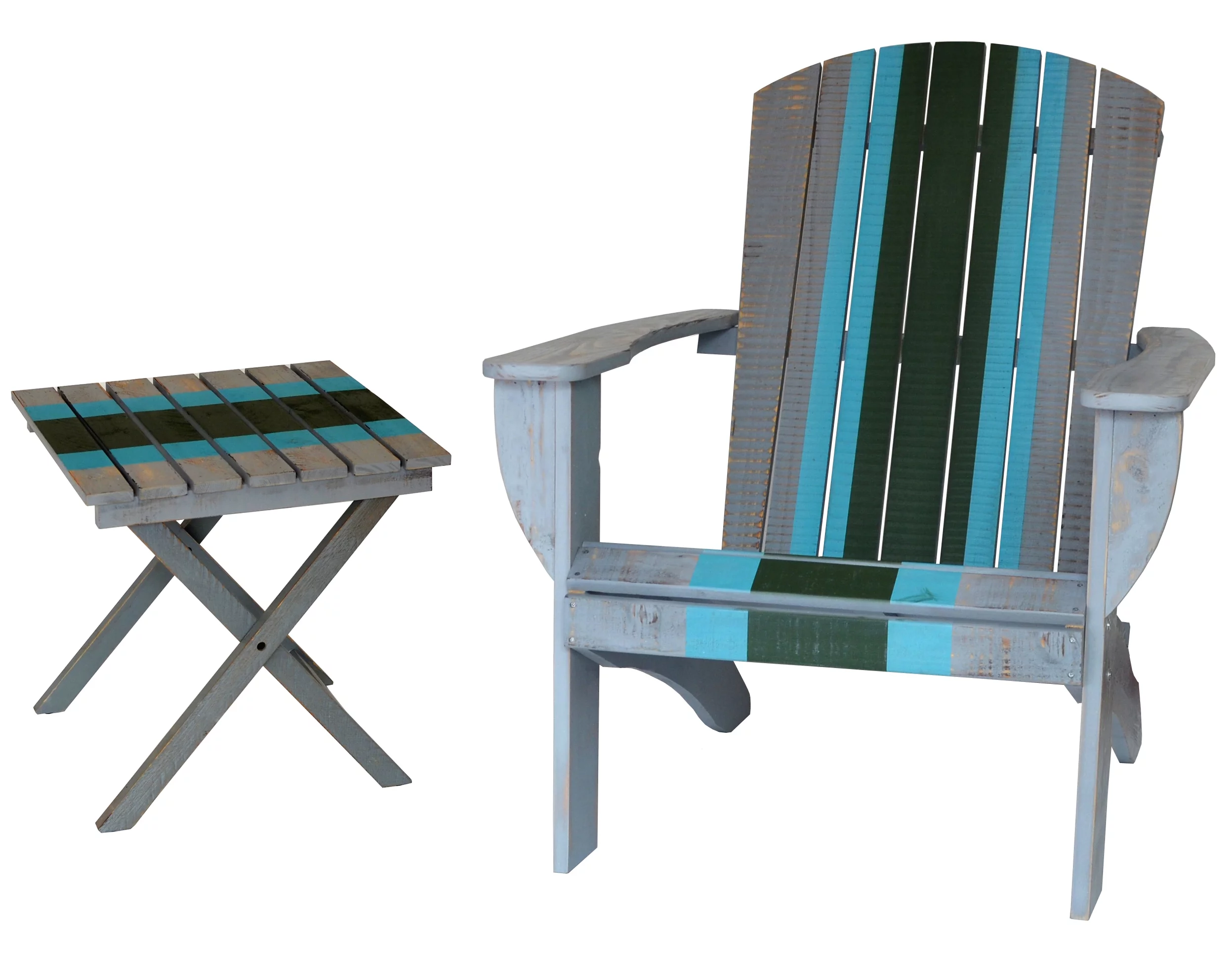 RSI    Riverstone Solid Cedar Adirondack Extra Wide Chair with build in bottle opener &  matching folding table   - Racing Grey