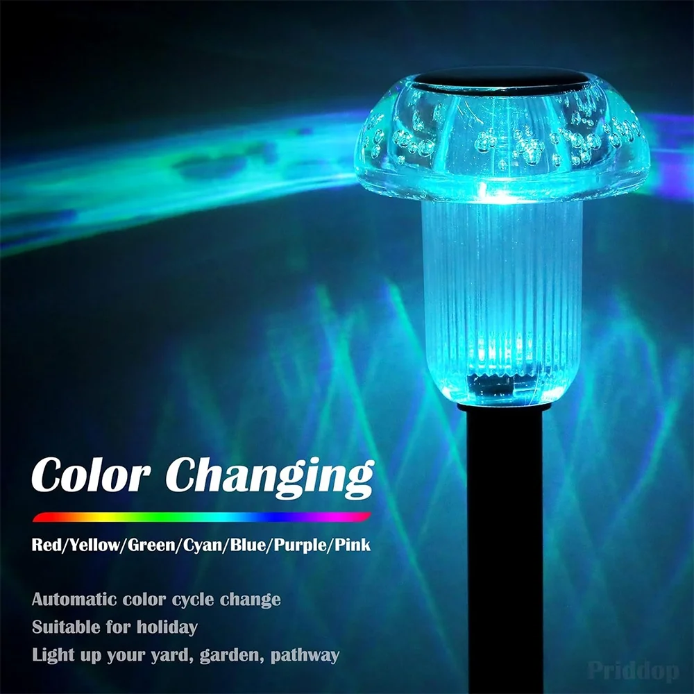 Solar Lights Outdoor 8 Pack Solar Pathway Lights Solar Garden Lights LED Waterproof Mushroom Color Changing Outdoor Solar Lights for Yard Garden Decor (Multi-Colored)