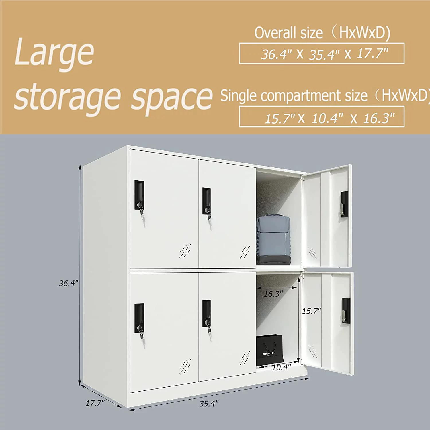 MECOLOR Metal Office and Home Storage Cabinet Locker with 6 Doors Thin Edge Beautiful Appearance