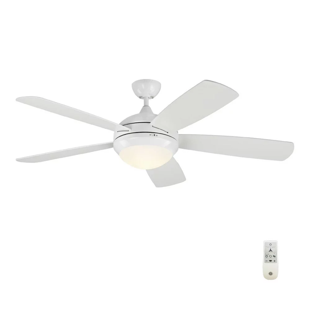 Discus Classic Smart 52 inch 5 Blade Ceiling Fan with Light Kit-Matte White Finish Bailey Street Home 96-Bel-4549446