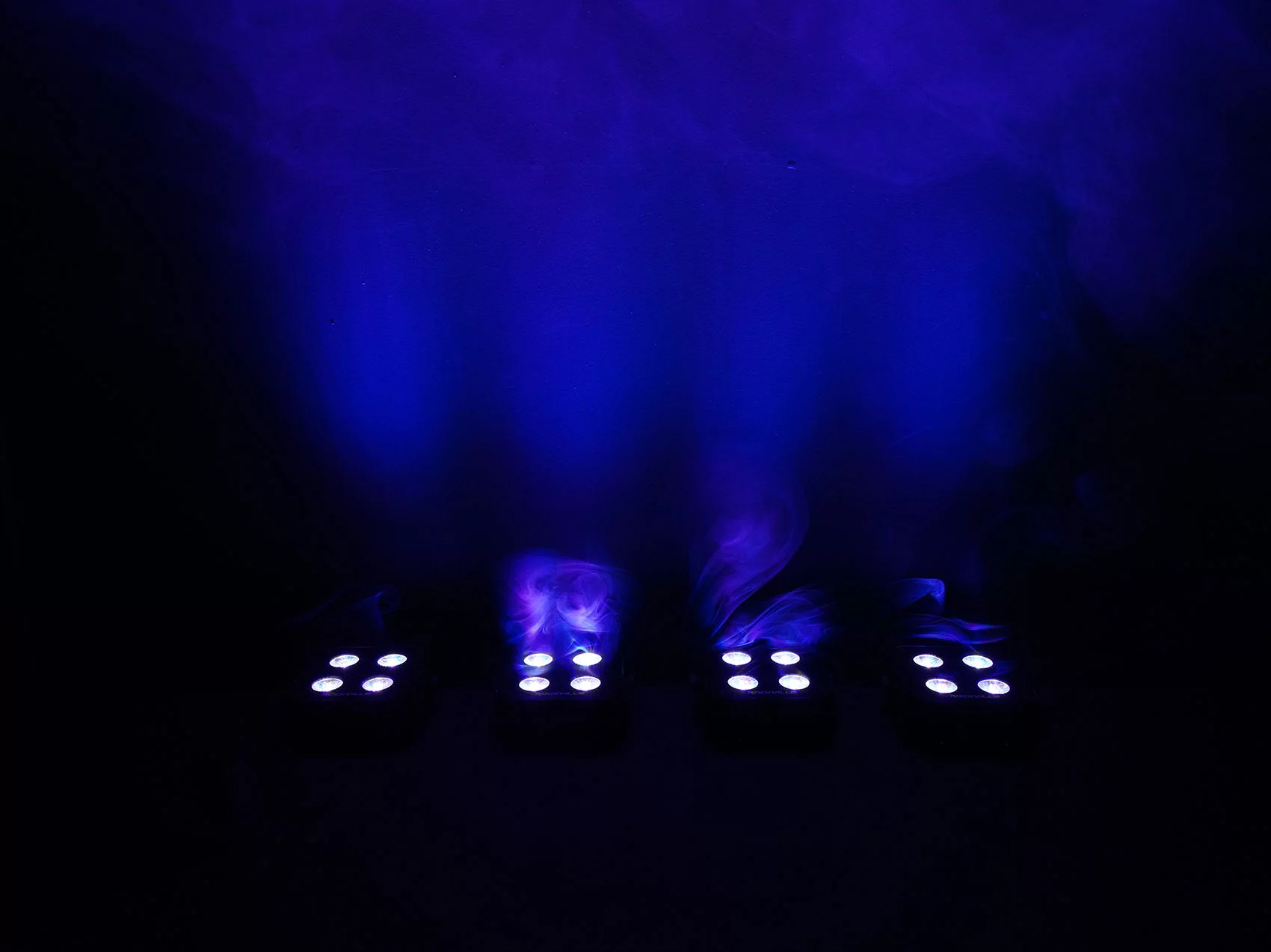 Rockville 4 PACK MINI RF4 Black DJ Par Lights+Bag+Remotes+Wireless DMX Control