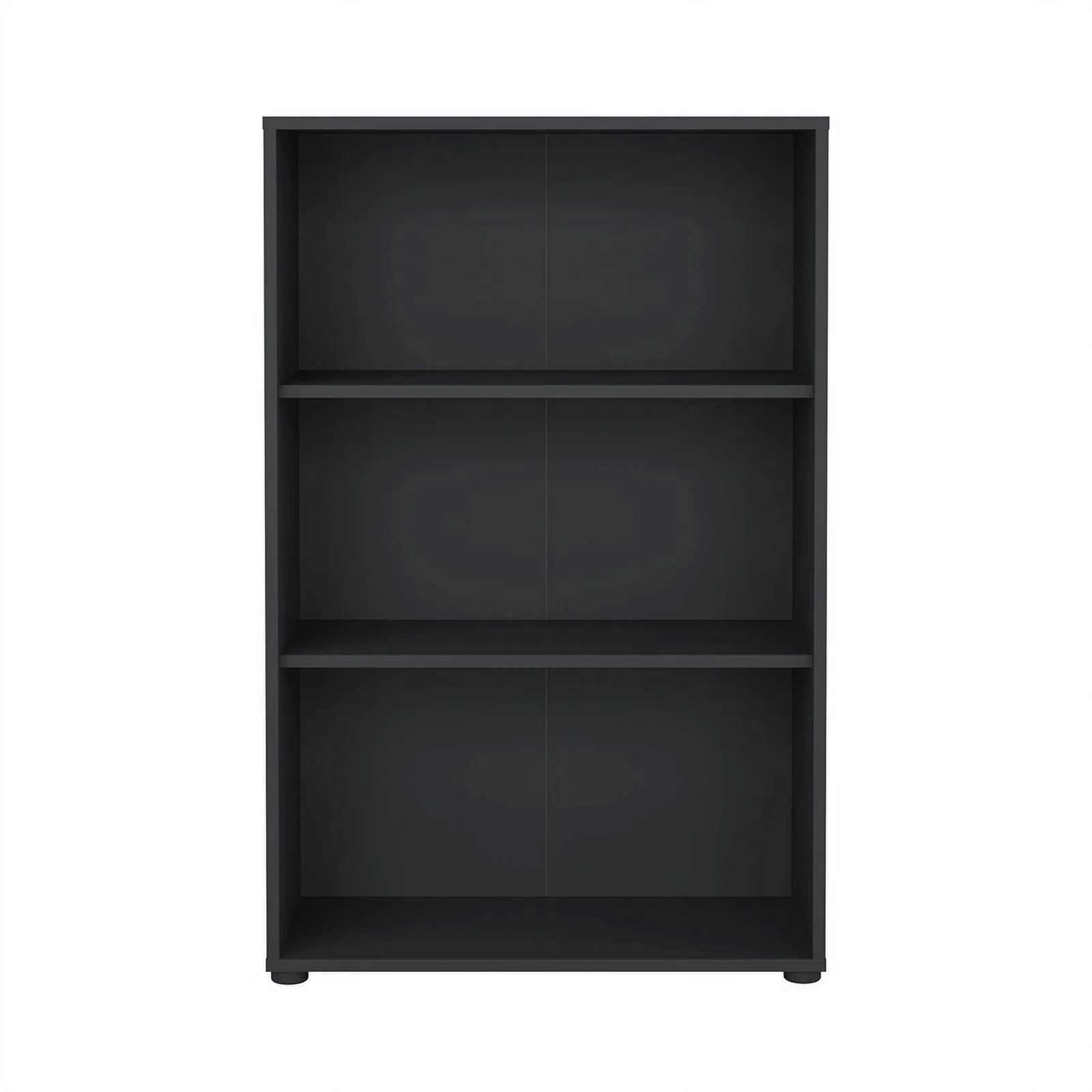 Pemberly Row Contemporary Adjustable 3 Shelf Bookcase in Matte Grey