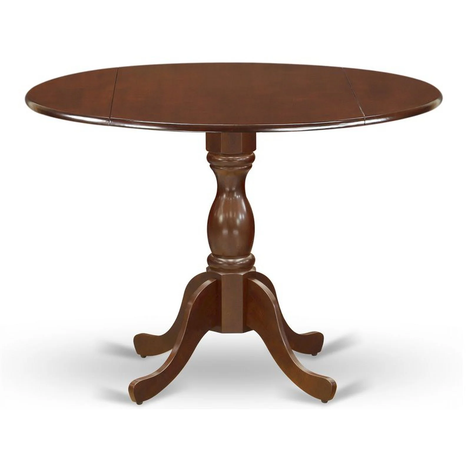 East West Furniture Dublin Wood Dining Table with Pedestal Legs in Mahogany