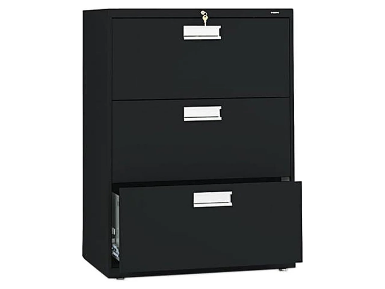 HON 3 Drawers Lateral Lockable Filing Cabinet, Black