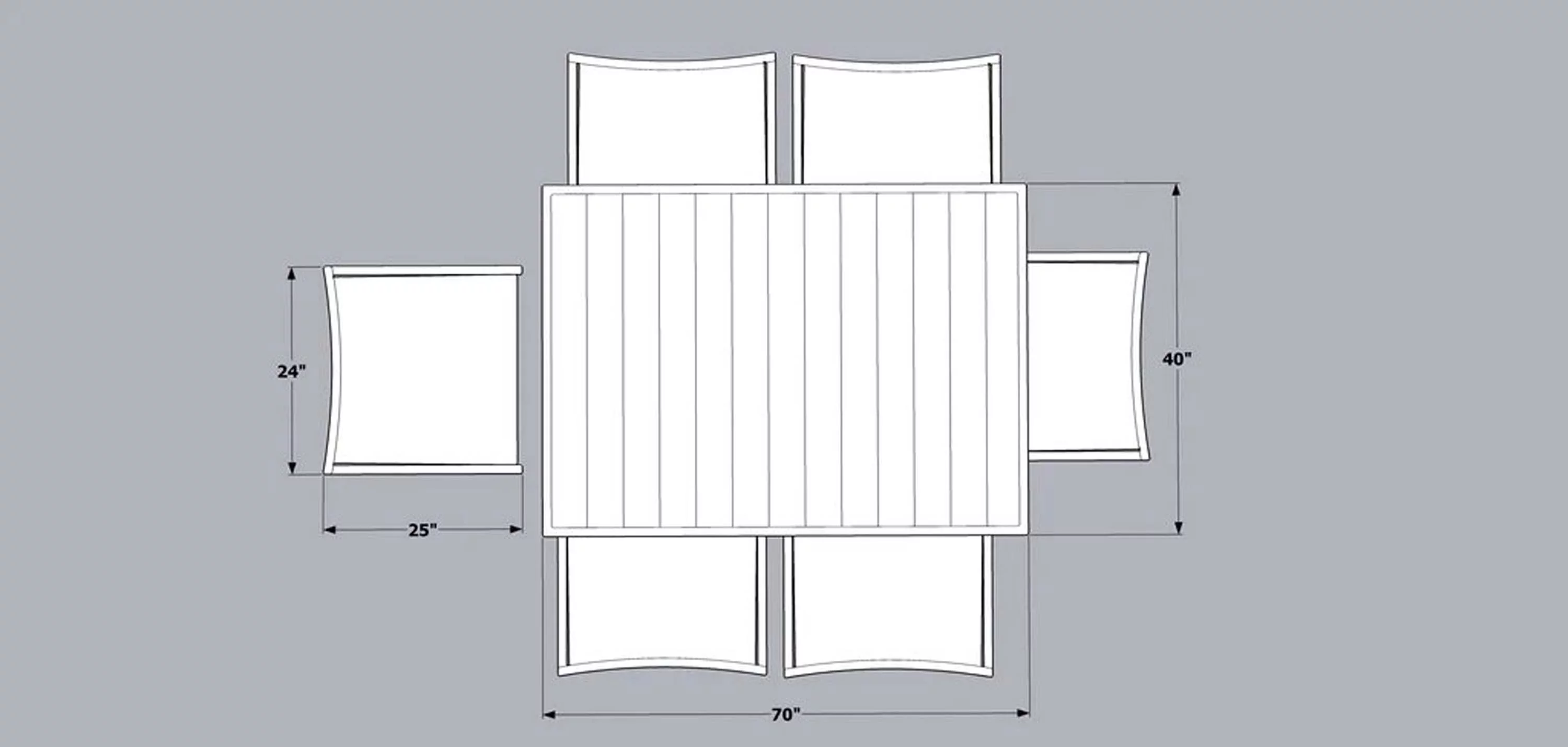 Malmo 7-Piece Resin Wicker Outdoor Patio Furniture Dining Table Set In Gray w/ Dining Table and Six Cushioned Chairs (Full-Round Gray Wicker, Polyester Light Gray)