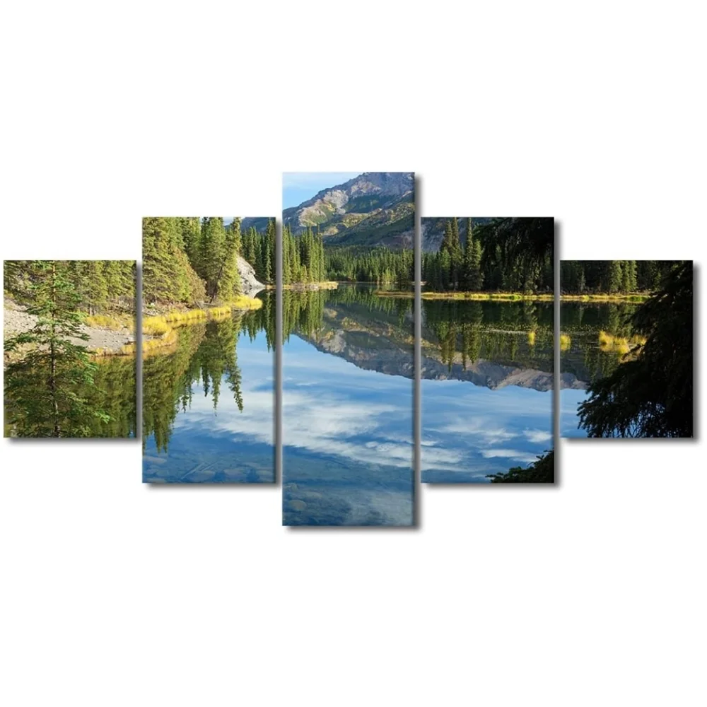 TISHIRON 5PCS Framed Natural Landscape Theme Canvas Wall Art Set,60
