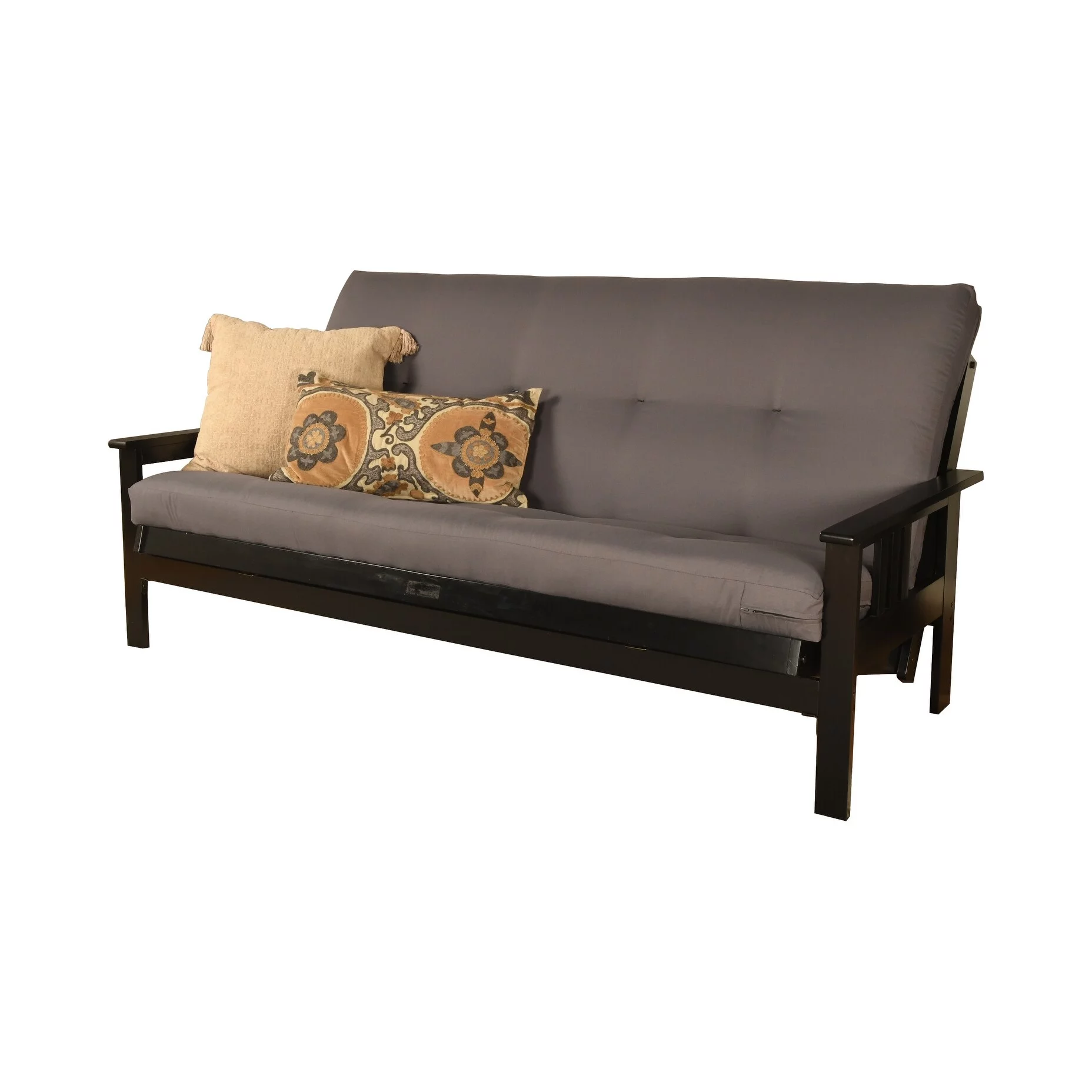 Somette  Monterey Futon Set in Black Finish with Twill Gray Mattress