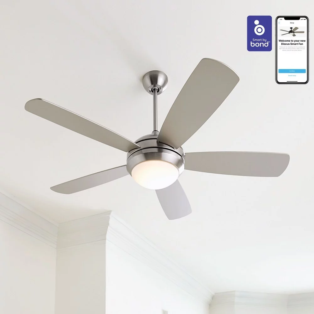 Discus Classic Smart 52 inch 5 Blade Ceiling Fan with Light Kit-Matte White Finish Bailey Street Home 96-Bel-4549446