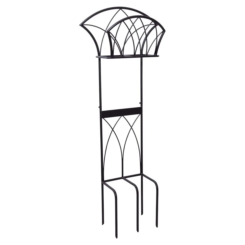 Liberty Garden 3-Prong Steel Gauge Decorative Water Hose Stand with Storage