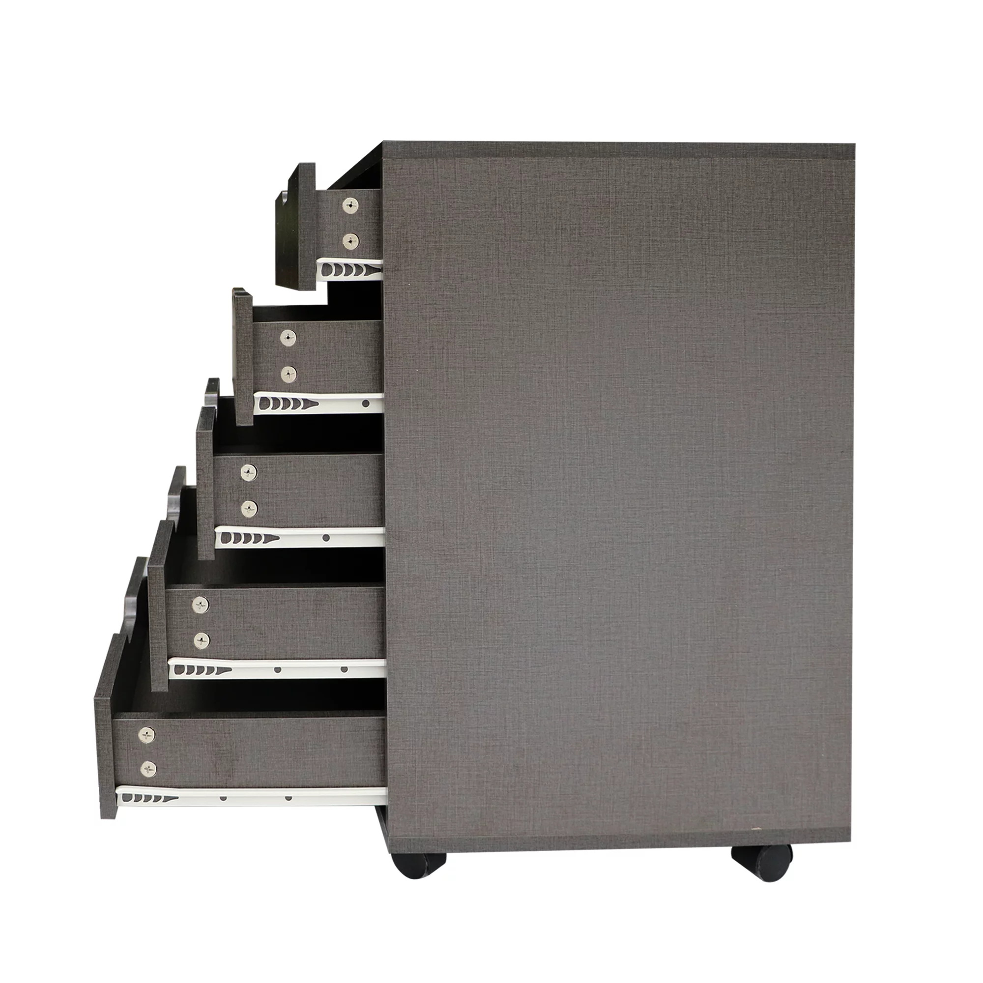 Tansole The filing cabinet has five drawers, a small rolling filing cabinet, a printer rack, an office locker, and an office pulley movable filing cabinet dark Gray