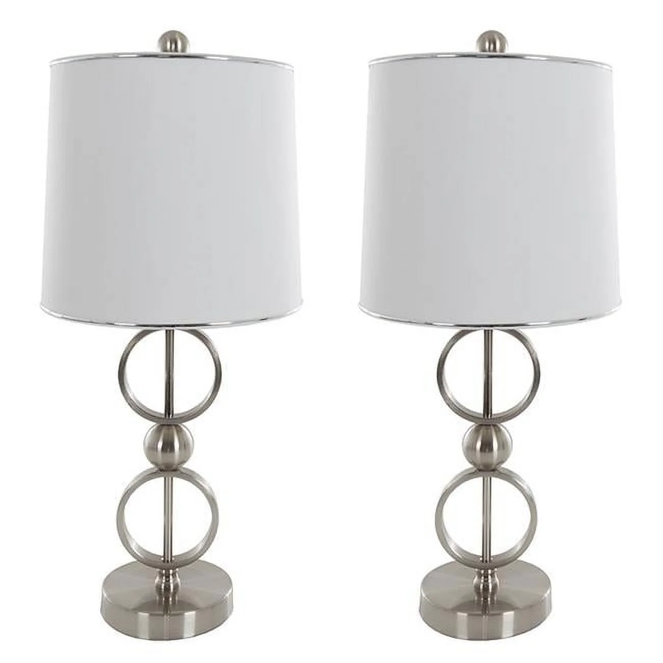 Lavish Home  Modern Brushed Steel Table Lamps - Set of 2 - Brushed Steel