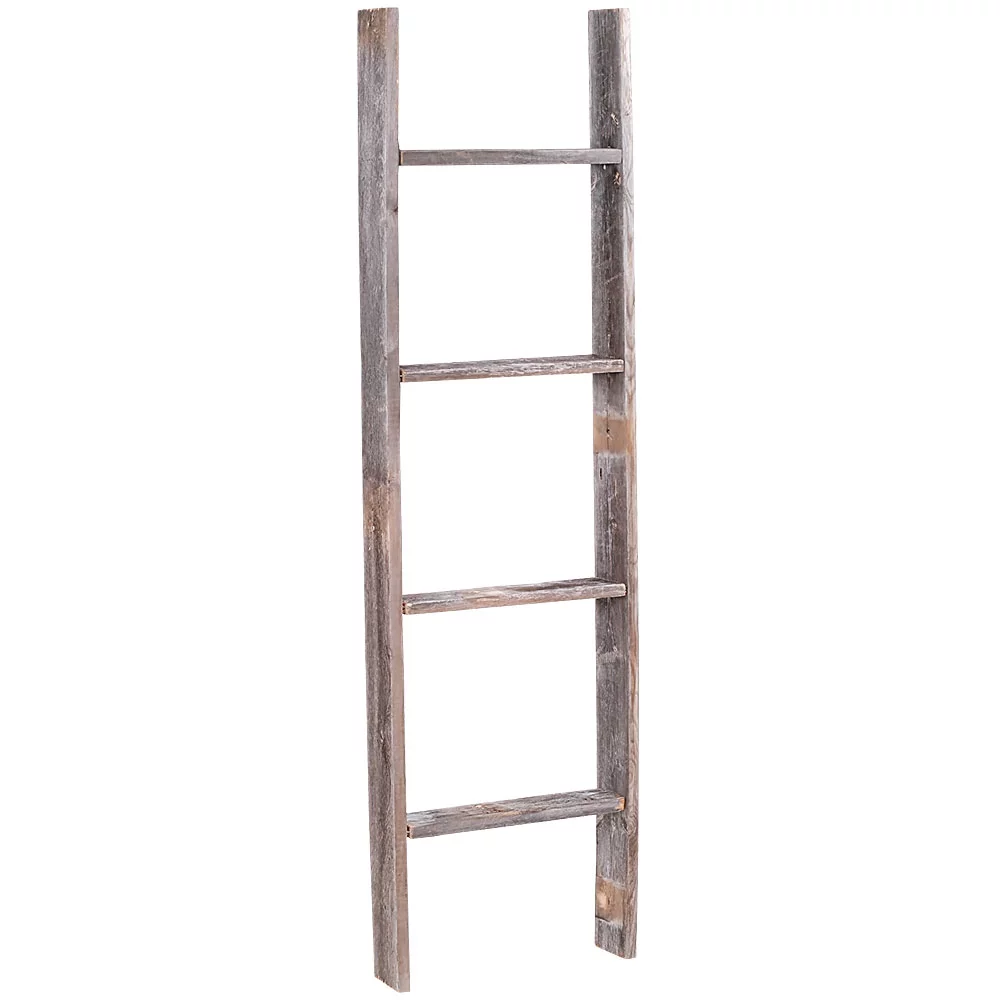 Rustic Decor LLC - 4-Ft. Decorative Barn Wood Step Ladder - Reclaimed Wood